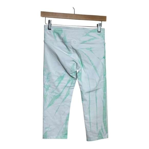 ALO Yoga Crop Leggings Womens Size S Green White Tie Dye High Waist Activewear - Picture 2 of 5